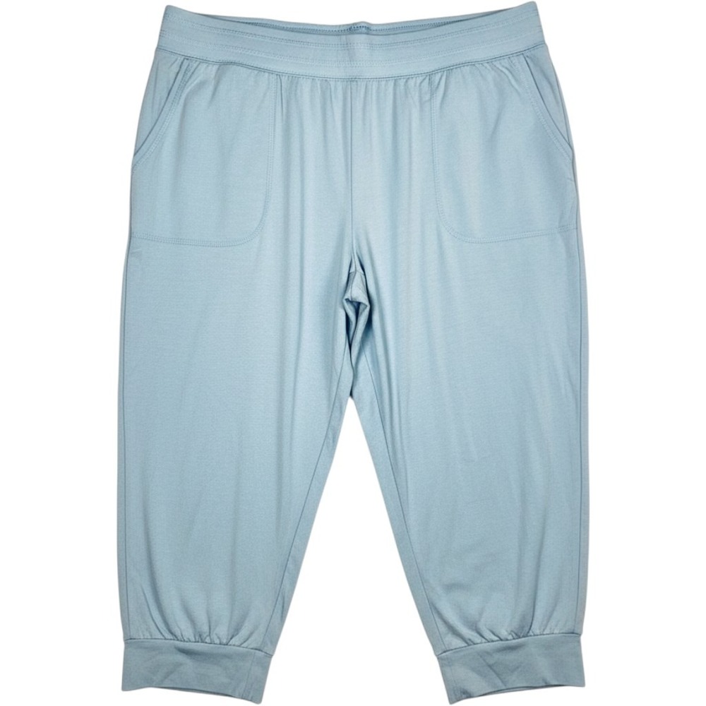 Anybody Cozy Knit Light Blue Women's Pull-On Crop Pants Large Petite